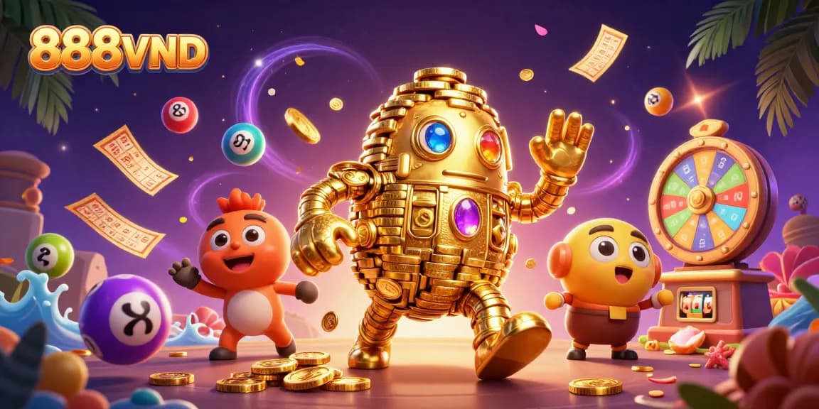 Engage with 888VND's vibrant 3D digital casino extravaganza filled with dynamic lottery elements.