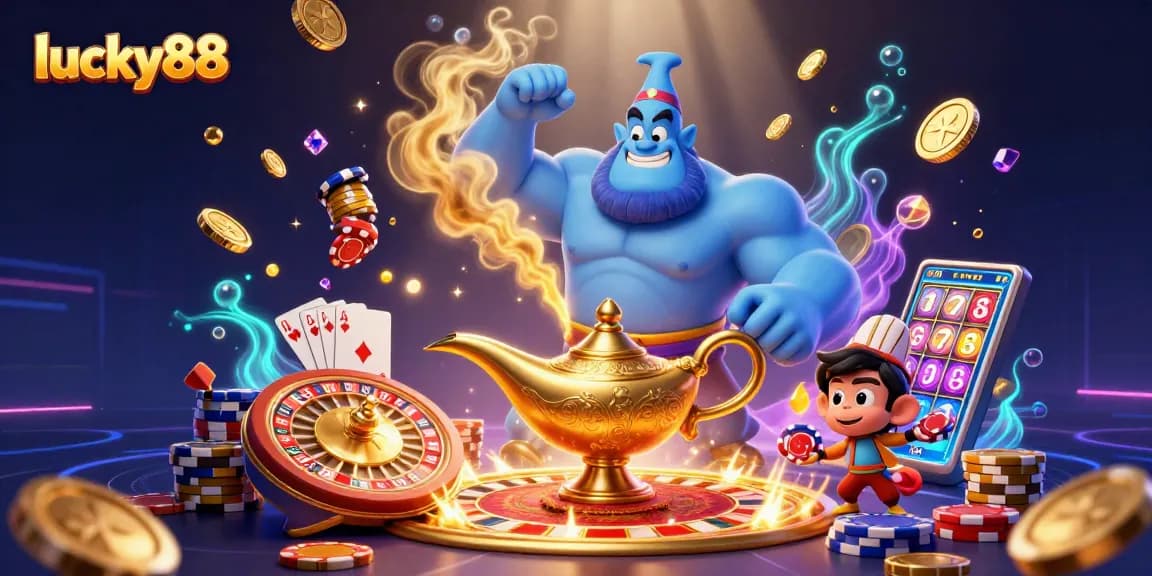 Experience lucky88 and the thrill of casino gaming with a vibrant illustration showcasing magical elements.