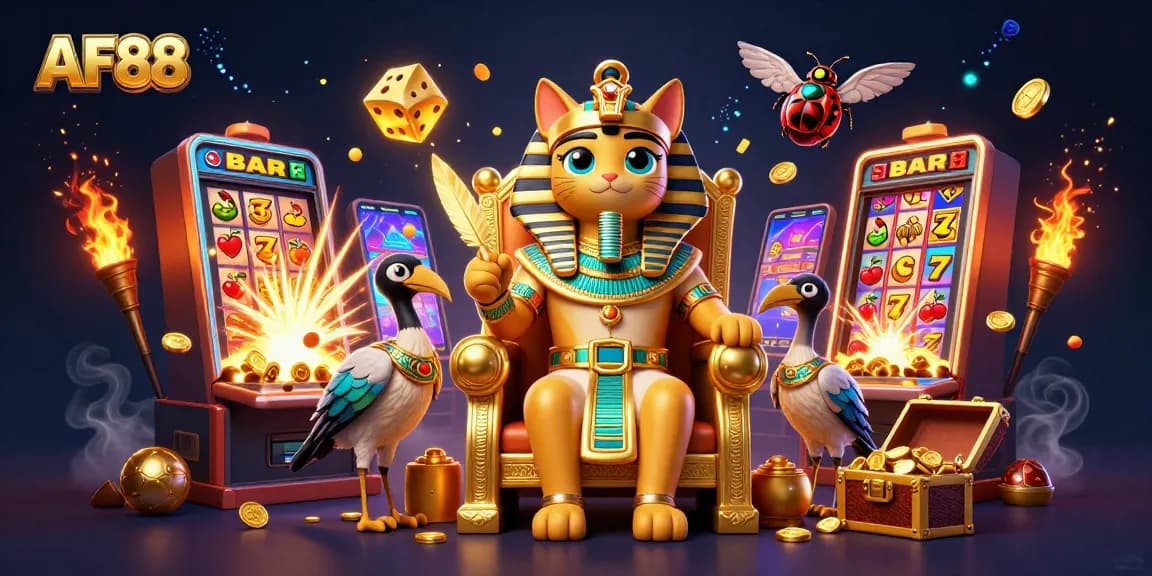 Experience thrilling gameplay with AF88's vibrant casino scene featuring exclusive slots and jackpot excitement.