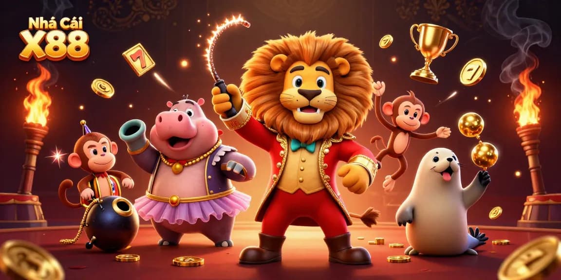 Engage in thrilling gaming experiences at Nhà Cái X88 with dynamic slots, vibrant characters, and rich casino elements.
