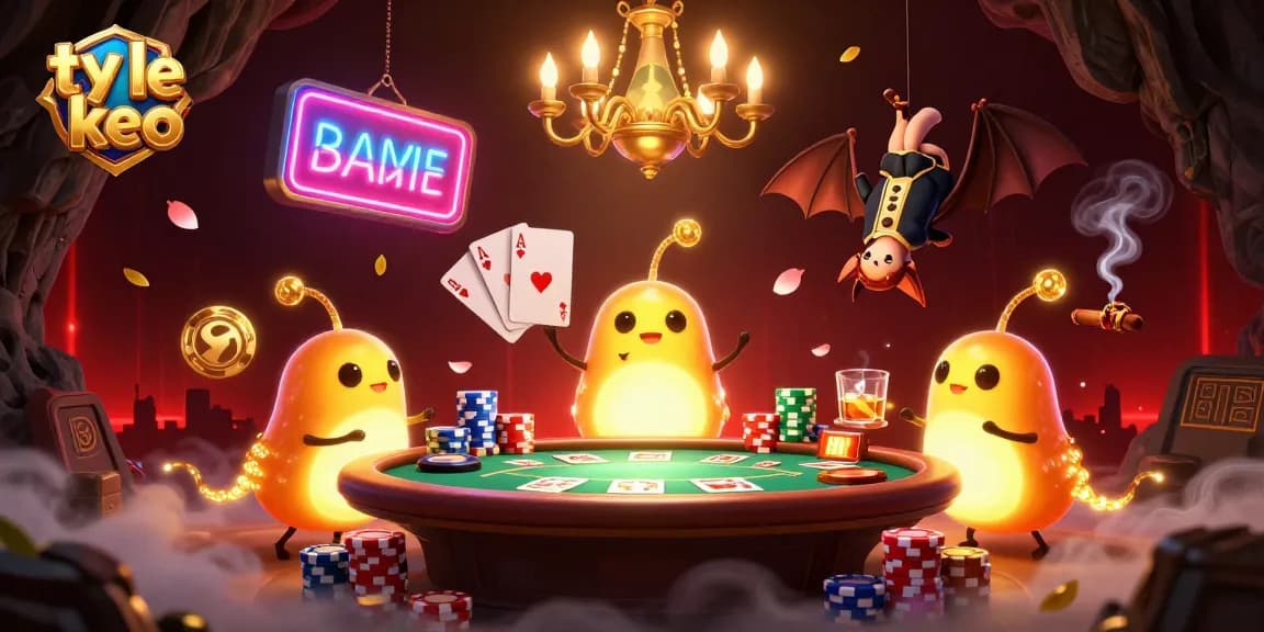 Experience the vibrant ty le keo scene featuring glowworms and a bat dealer in a dynamic casino atmosphere.