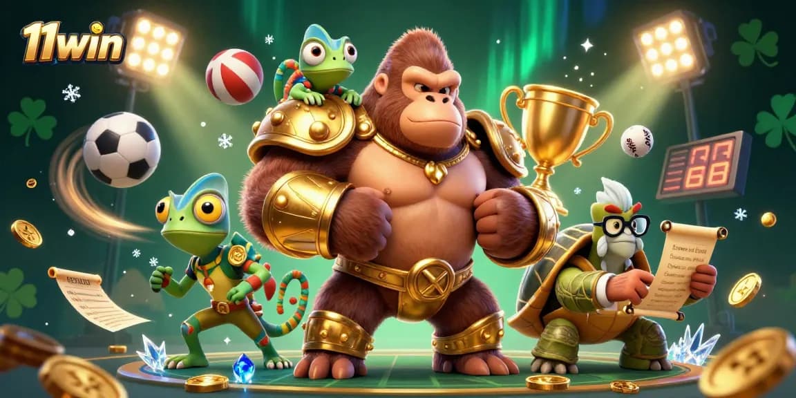 Experience thrilling victories with 11win in a vibrant casino scene featuring iconic characters and dynamic game elements.