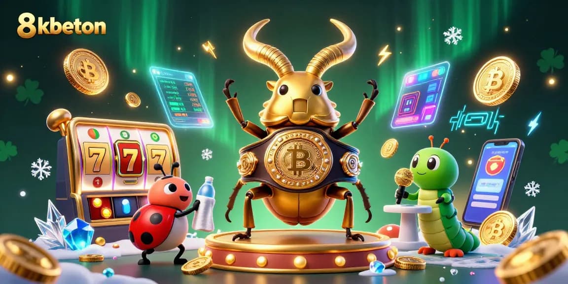Experience thrilling jackpots and crypto gaming with 8kbeton in this vibrant casino illustration.