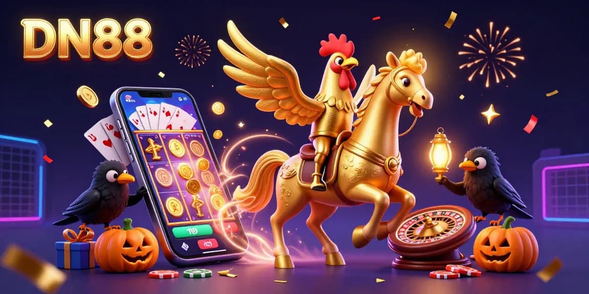 Experience the thrilling gaming adventure at DN88 with a vibrant casino atmosphere filled with festive energy.