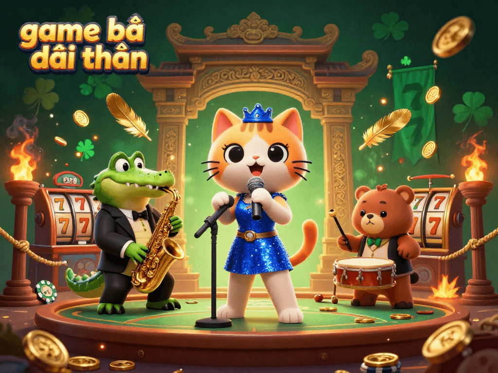 Experience game bài đổi thưởng with vibrant characters and dynamic casino elements in a lively digital scene.