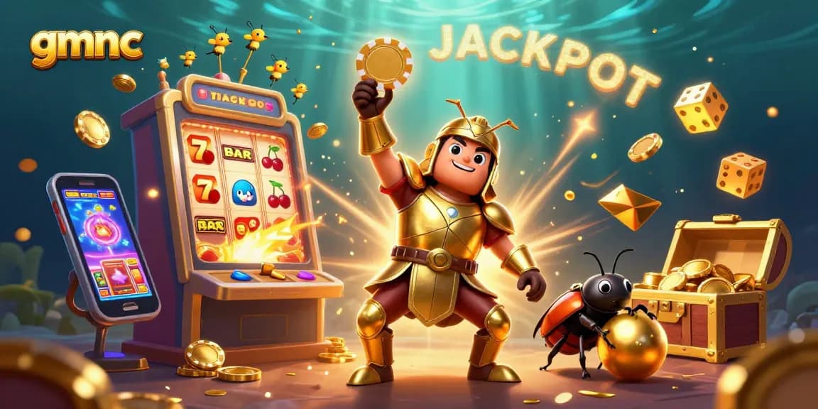 Experience the excitement of gmnc as a hercules beetle triumphantly lifts a poker chip amid a jackpot explosion.