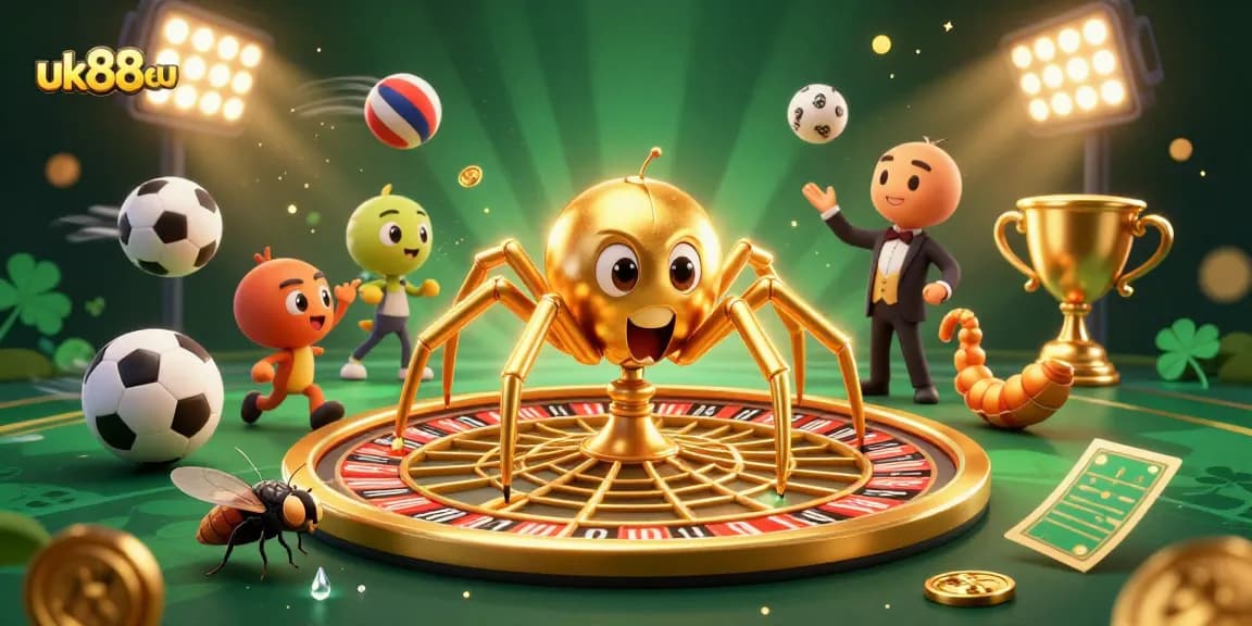 Experience thrilling bets at uk88eu with a dynamic roulette wheel, sports balls, and sparkling elements.