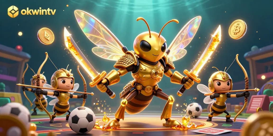 Engage with okwintv and place your bets in a dynamic sports betting illustration integrating cryptocurrency.