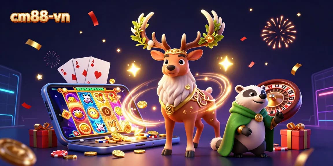 Experience the magic of cm88-vn as the Celtic stag and wise badger animate a vibrant casino adventure.