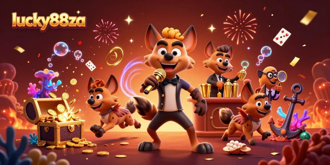 Experience the lively scene of lucky88za as hyenas run a dynamic comedy casino club filled with treasures and gaming elements.