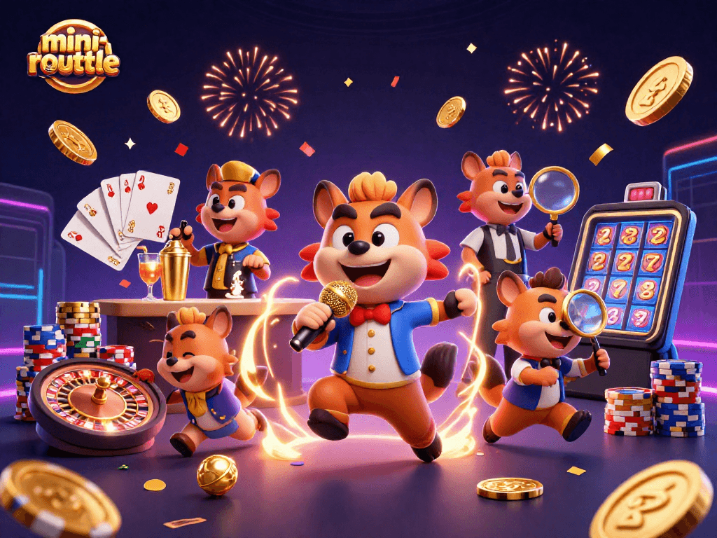 Experience mini-roulette excitement at a comedic casino with lively hyena characters.