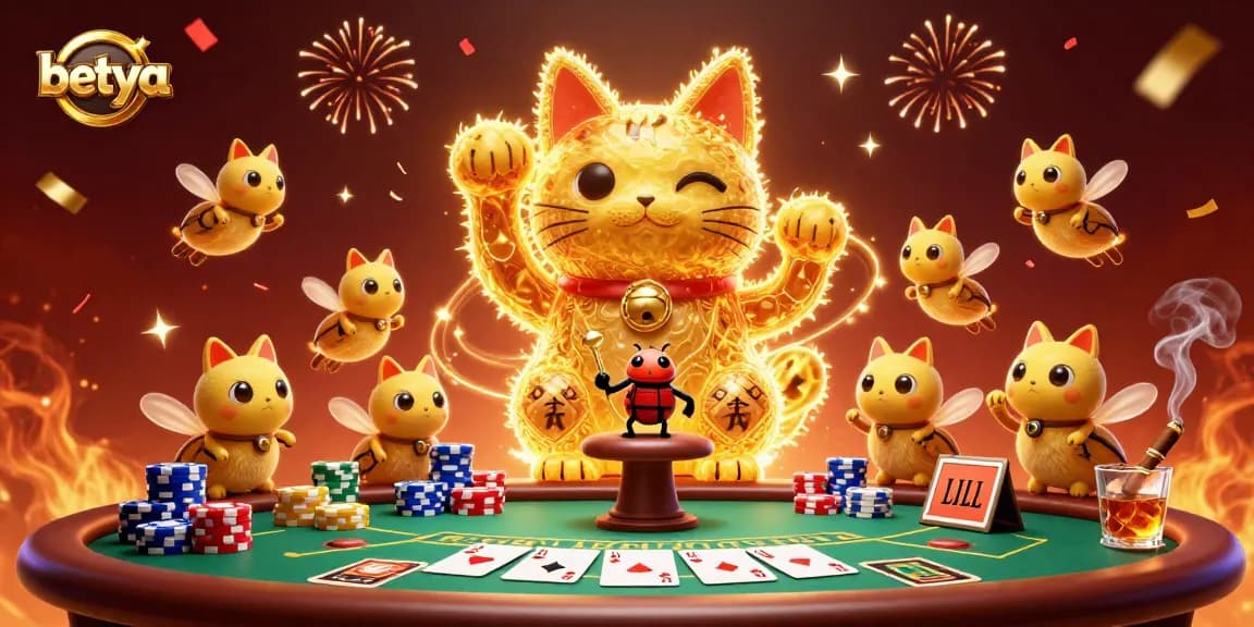 Experience the magic of betya, where dynamic casino symbols come to life in a vibrant 3D illustration.