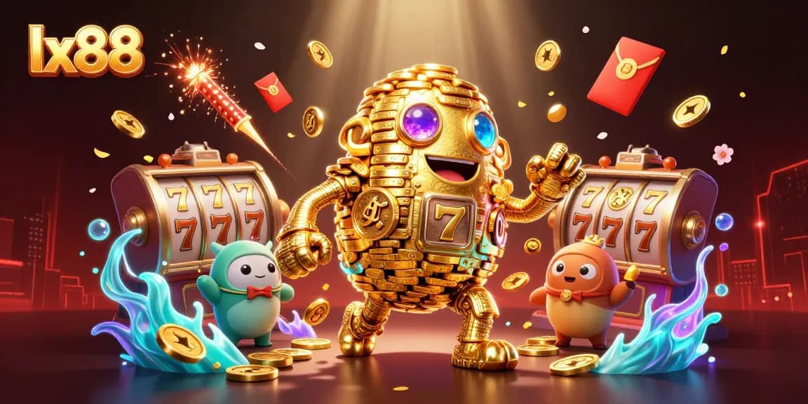 Engage in winning strategies at lx88 with an extraordinary ancient golden golem surrounded by vibrant slot elements.
