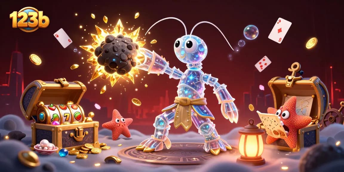 Experience the thrill of 123b slots as our heroic mantis shrimp smashes gems and coins.