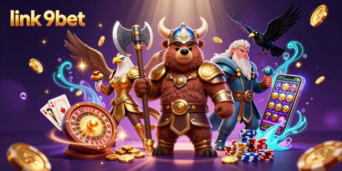 Experience thrilling wins at link 9bet with exciting casino elements in a vibrant 3D scene.