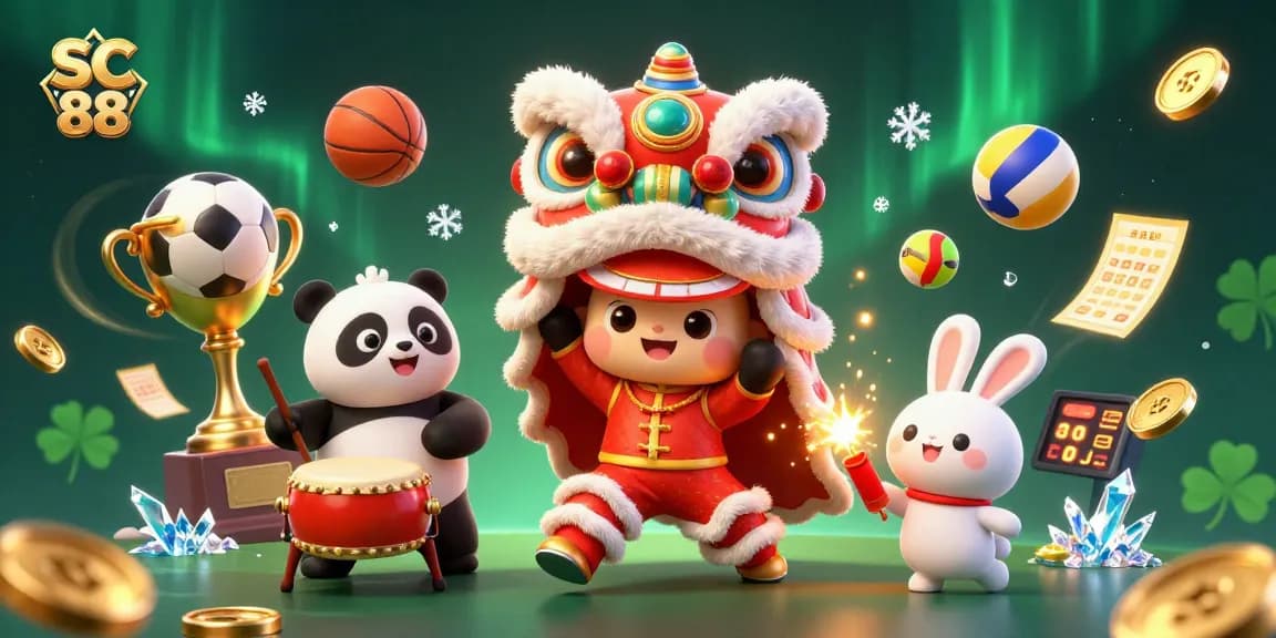 Engage with SC 88's dynamic sports betting scene featuring animated characters and vibrant elements.
