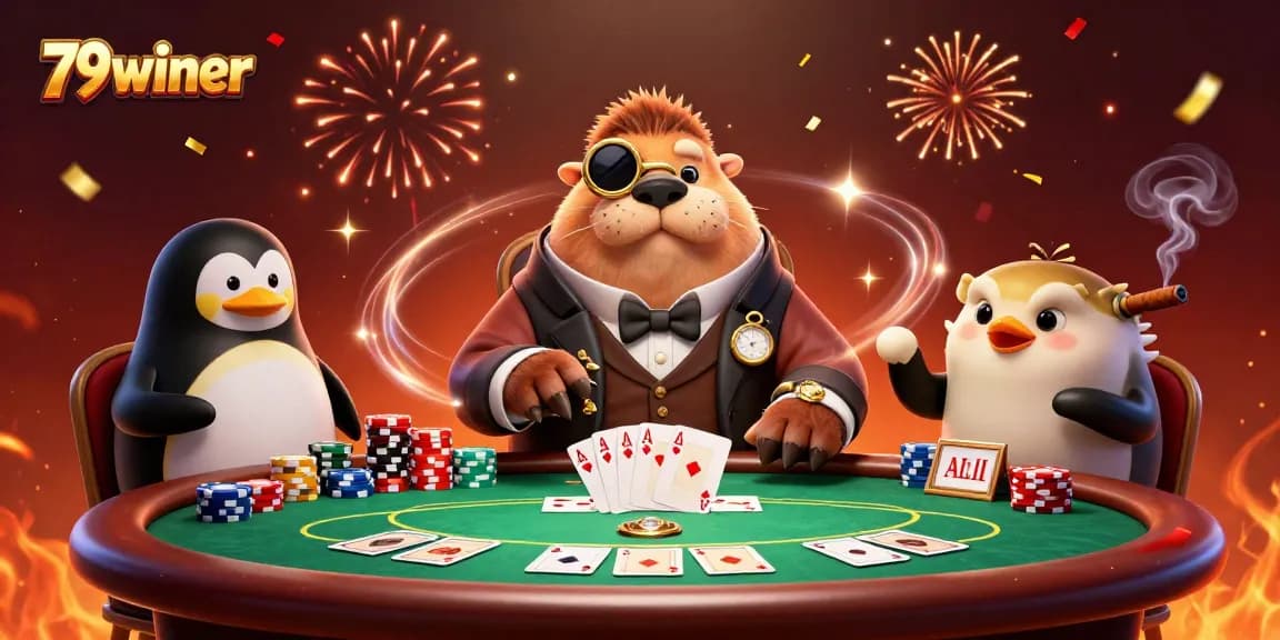 Experience thrilling gameplay at 79winer with an underwater poker scene featuring a jolly walrus and friends.
