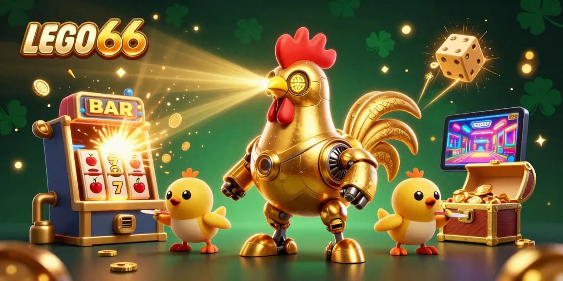 Experience thrilling jackpots with Lego66's vibrant pokies in this dynamic 3D casino scene.