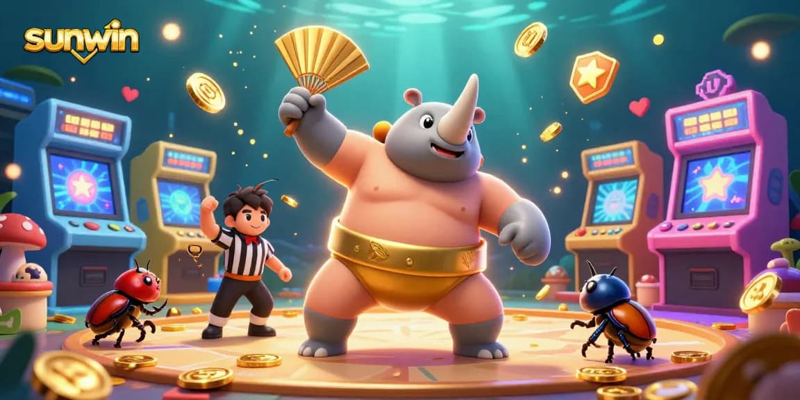 Engage with sunwin's thrilling games featuring a champion beetle amid vibrant casino action.