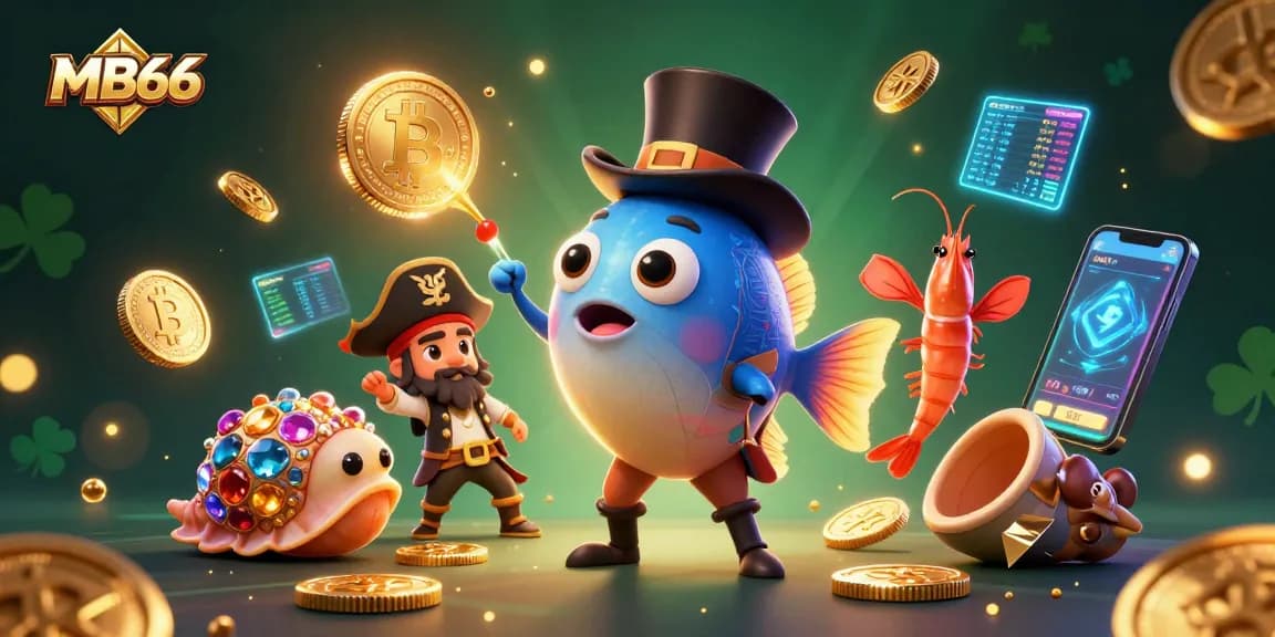 Engage in thrilling gameplay at MB66, showcasing vibrant characters and cryptocurrency elements.