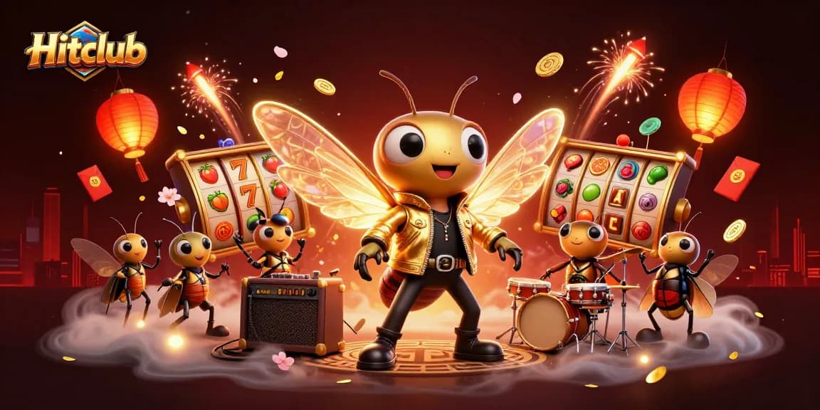 Hitclub showcases vibrant gaming elements with a 3D rock star and captivating visuals for thrilling casino action.