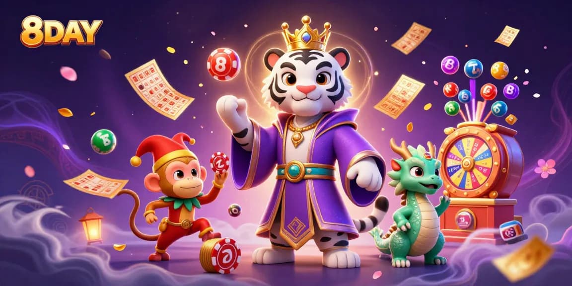 8DAY offers exciting jackpots and immersive gaming experiences with elegant characters and vibrant casino elements.