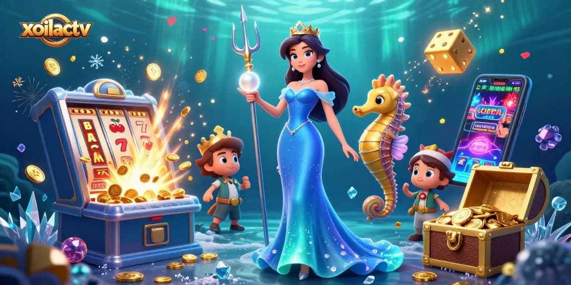 Experience top online gambling with xoilactv in a vibrant 3D casino-themed digital illustration.