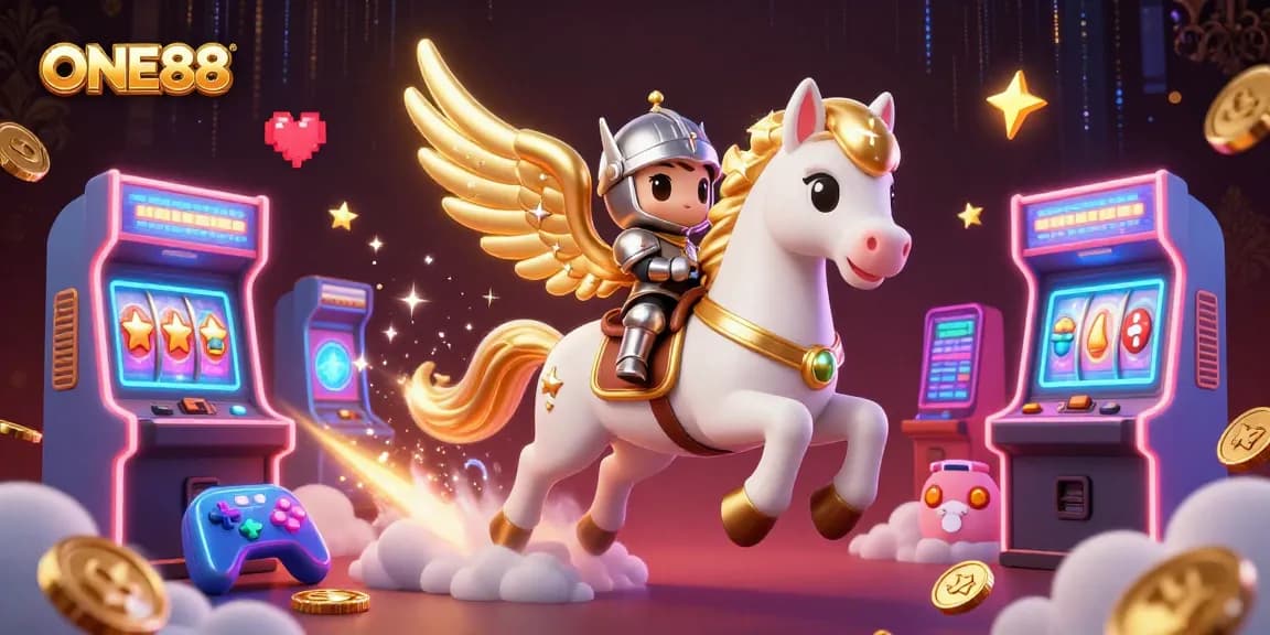 Experience thrilling gaming adventures with ONE88's vibrant universe in this 3D casino scene.