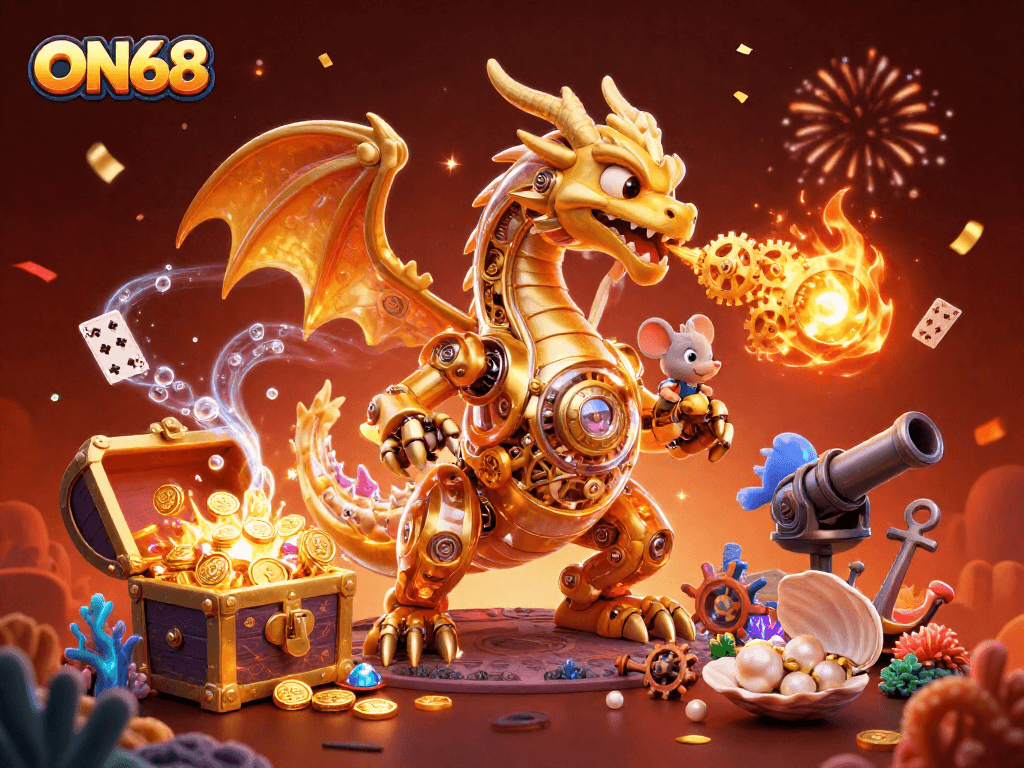 Win big at ON68 with a stunning 3D animated casino featuring a dragon and treasure!