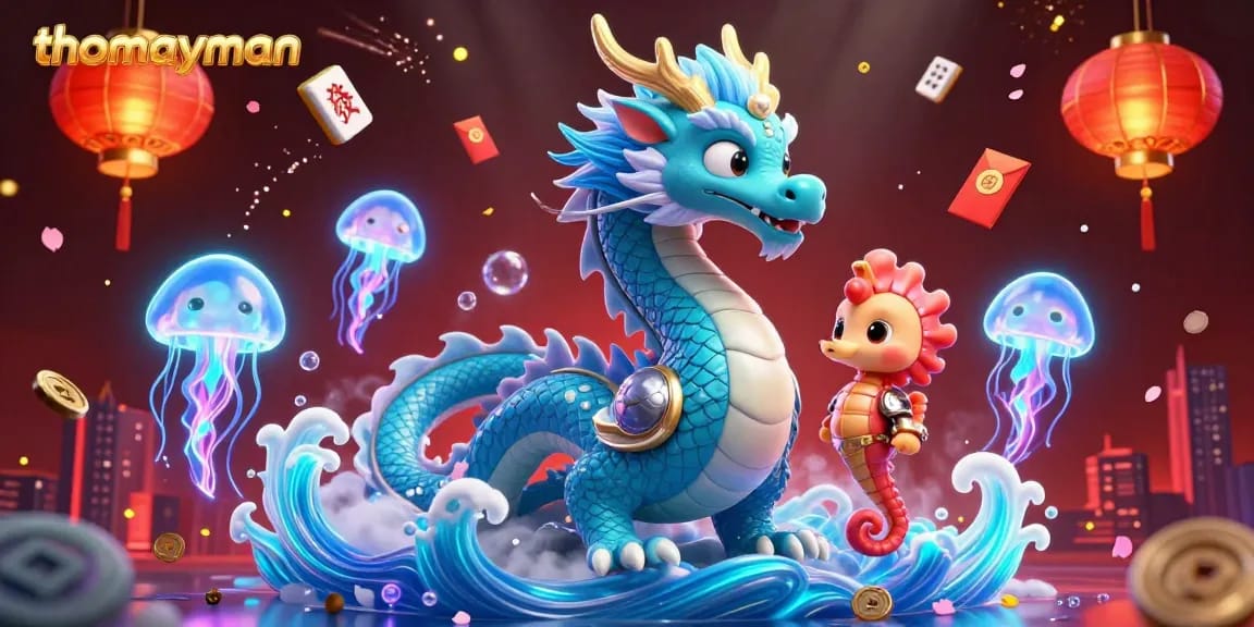 Spin and win at thomayman with vibrant casino elements and animated characters in a dynamic scene.