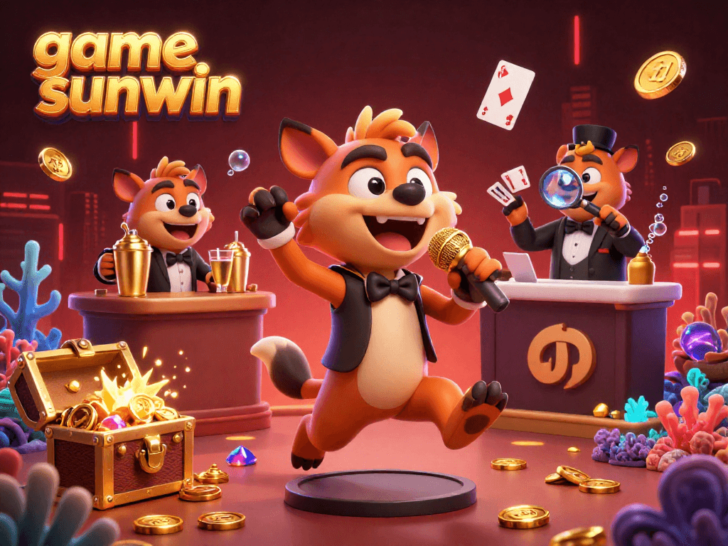 Experience the excitement of game sunwin in a vibrant casino club with hyena characters in action.
