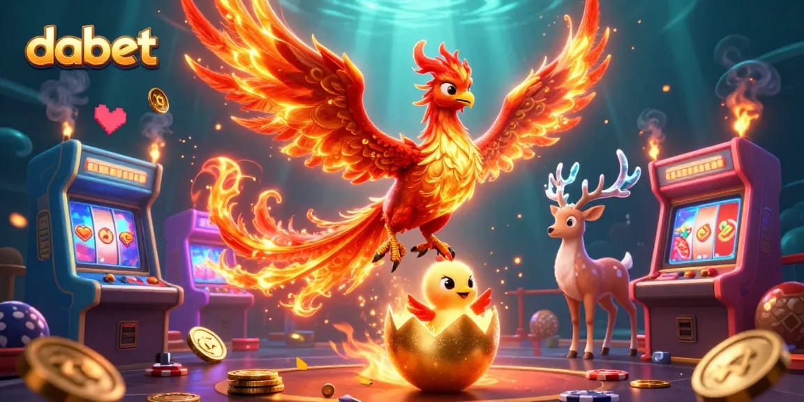 Engage with dabet's vibrant online casino by experiencing stunning 3D gaming scenes featuring phoenix magic.