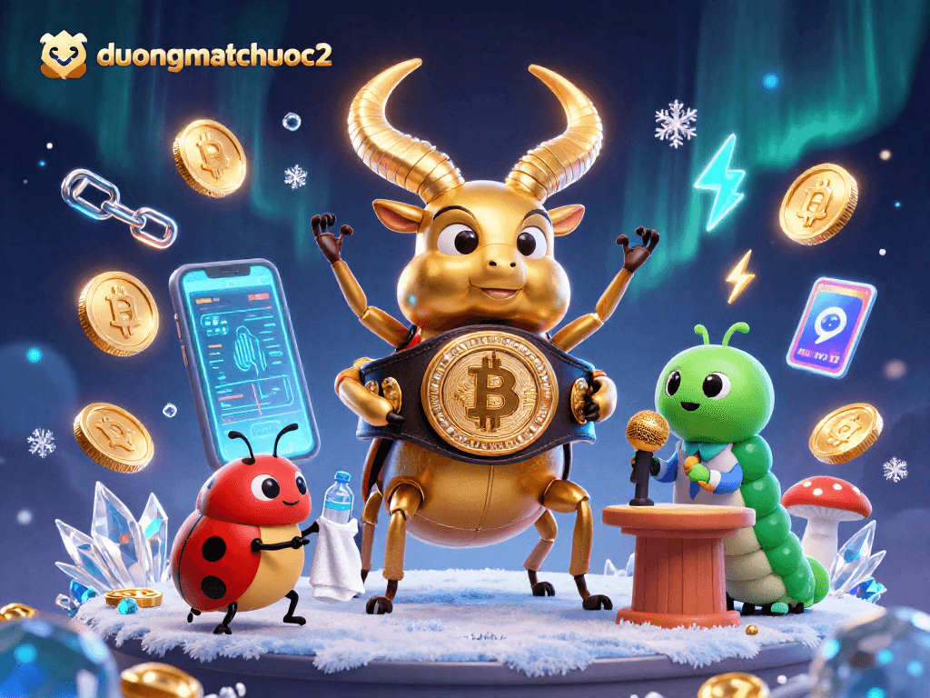 Engage with duongmatchuoc2's vibrant visuals showcasing a giant golden beetle boxing championship scene.