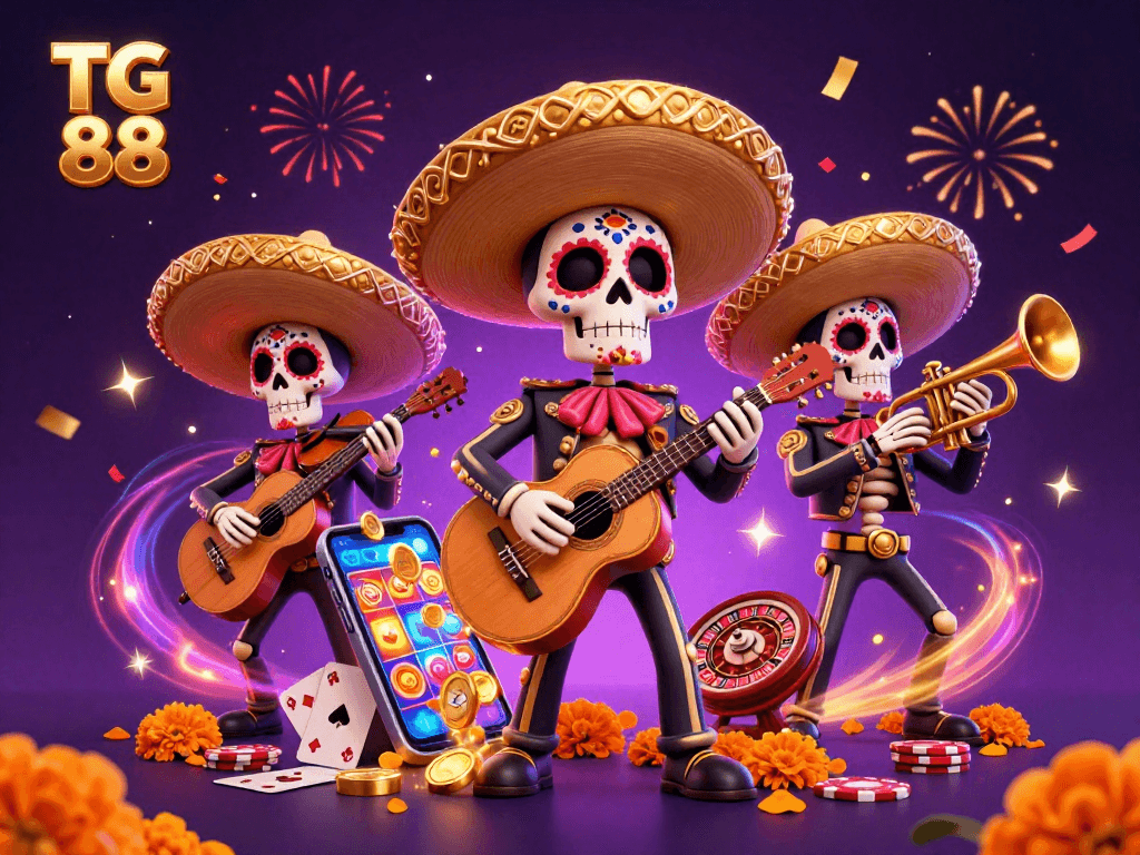 Join the TG 88 casino adventure with a vibrant mariachi band amid dynamic gaming elements!