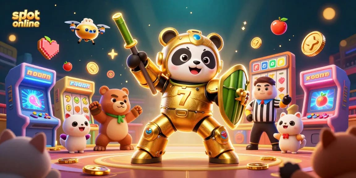 Engage in vibrant gameplay with slot online in this dynamic 3D casino scene featuring exciting characters and symbols.