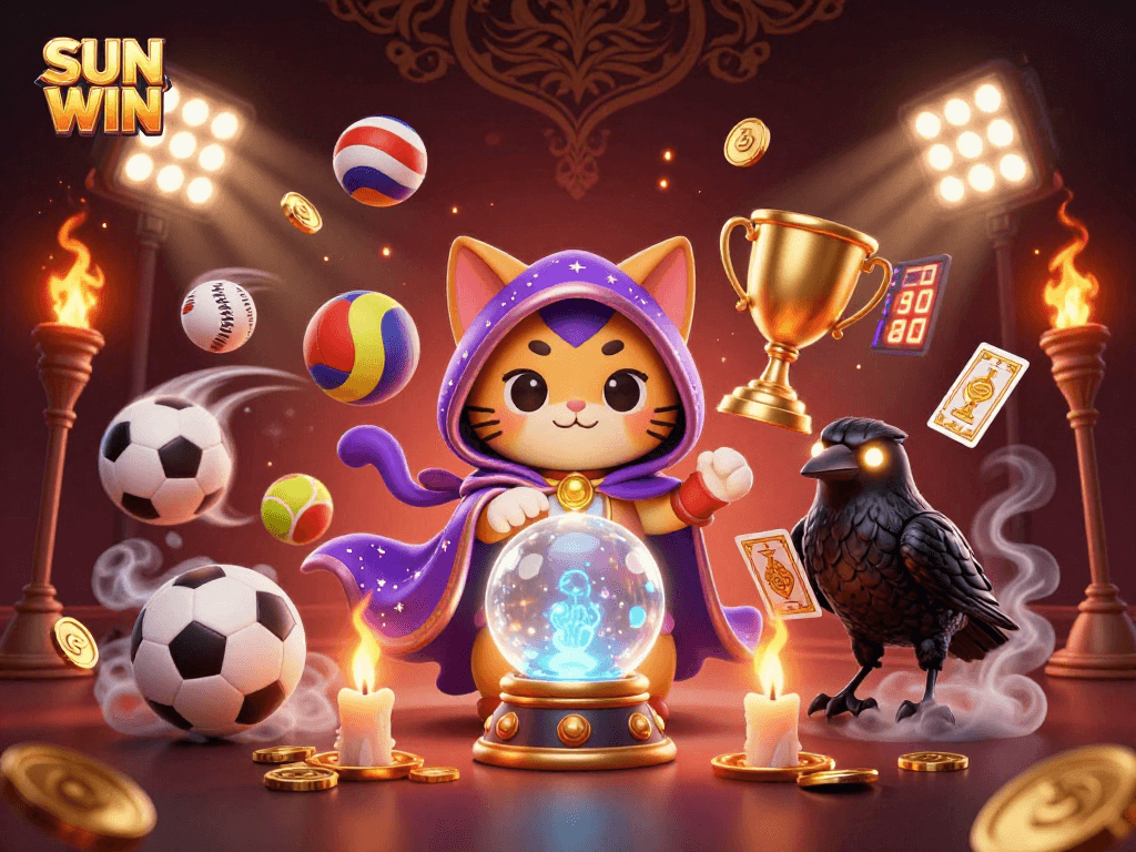 Engage in thrilling bets with the SUN WIN cat and raven, enjoying dynamic sports action.