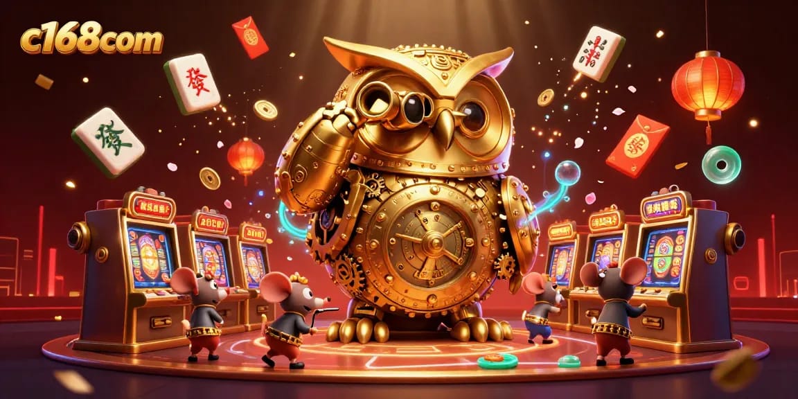 Experience immersive gaming at c168com with a vibrant casino scene featuring whimsical characters and dynamic elements.