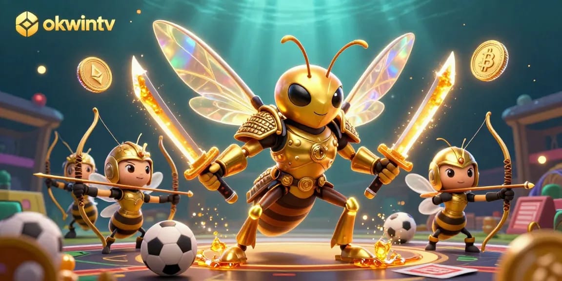 Engage with okwintv and place your bets in a dynamic sports betting illustration integrating cryptocurrency.