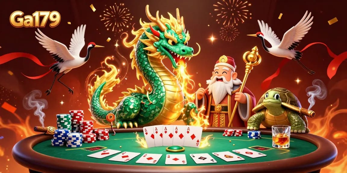 Experience thrilling action at Ga179 with a jade dragon and turtle sage at the casino.