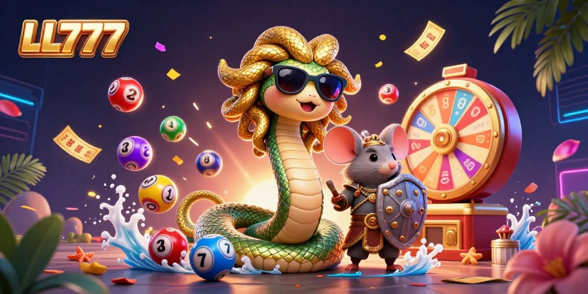Experience the excitement of LL777 with vibrant animations of colorful lottery elements.