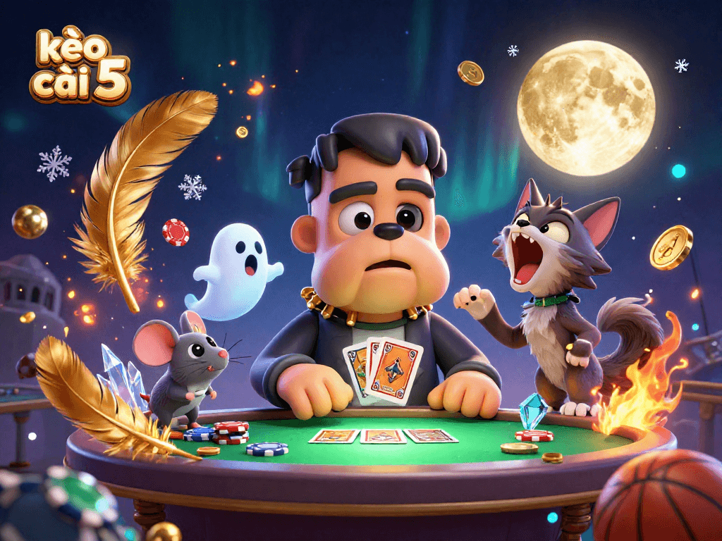 Engage with kèo nhà cái 5 sports betting tips amidst vibrant 3D illustration of monsters and dynamic game elements.