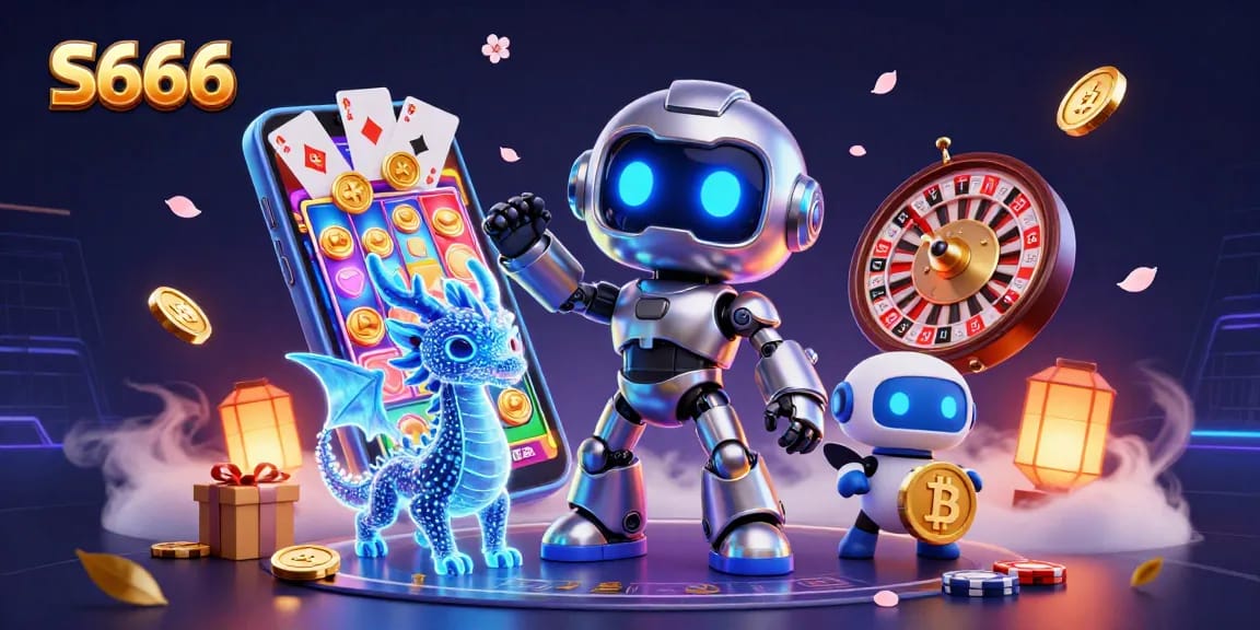 Engage with S666's exciting world of betting and games featuring a futuristic robot mascot.