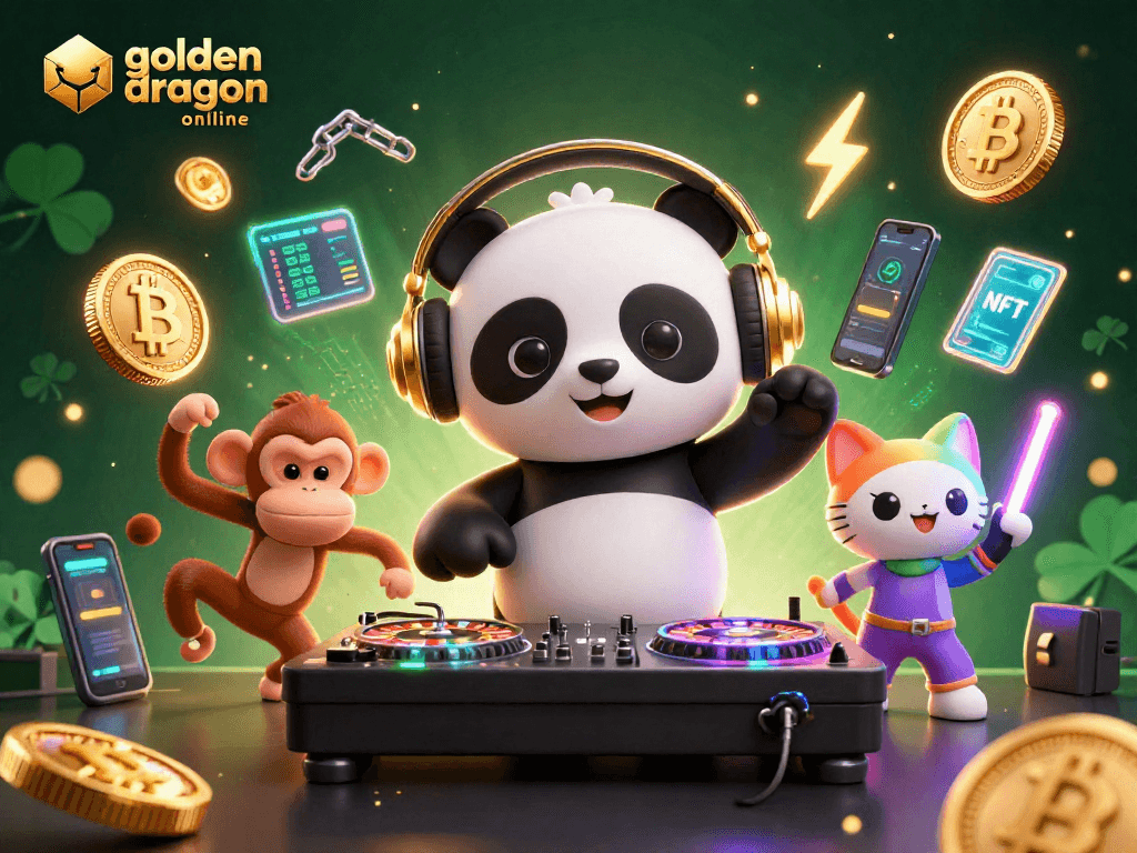 Join the excitement at golden dragon online with a DJ panda, dancing monkey, and rave kitten!