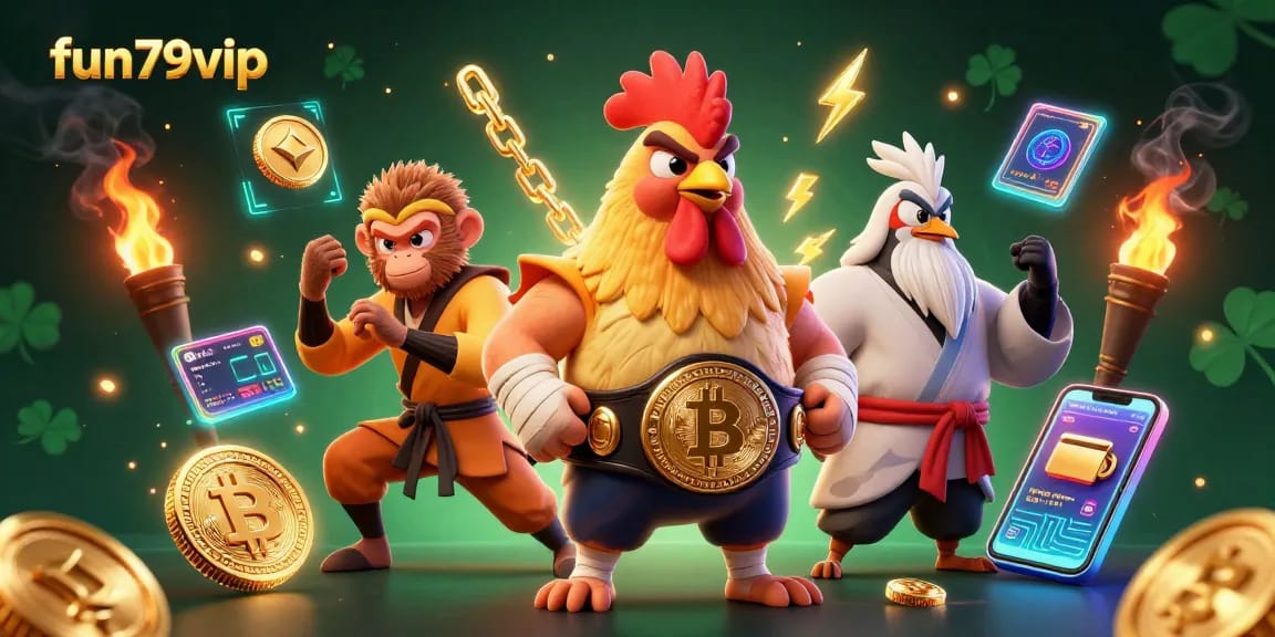 Experience epic wins with fun79vip at a vibrant casino illustration showing dynamic gaming action.