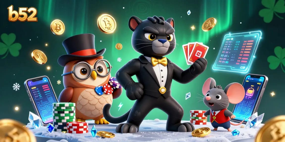 Experience thrilling online gaming at b52 with stylish characters and vibrant casino elements.