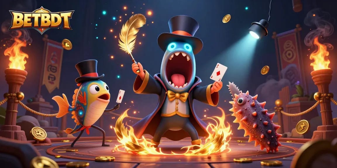 Experience BETBDT's thrilling casino action with vibrant characters and dynamic elements in a magical sea setting.