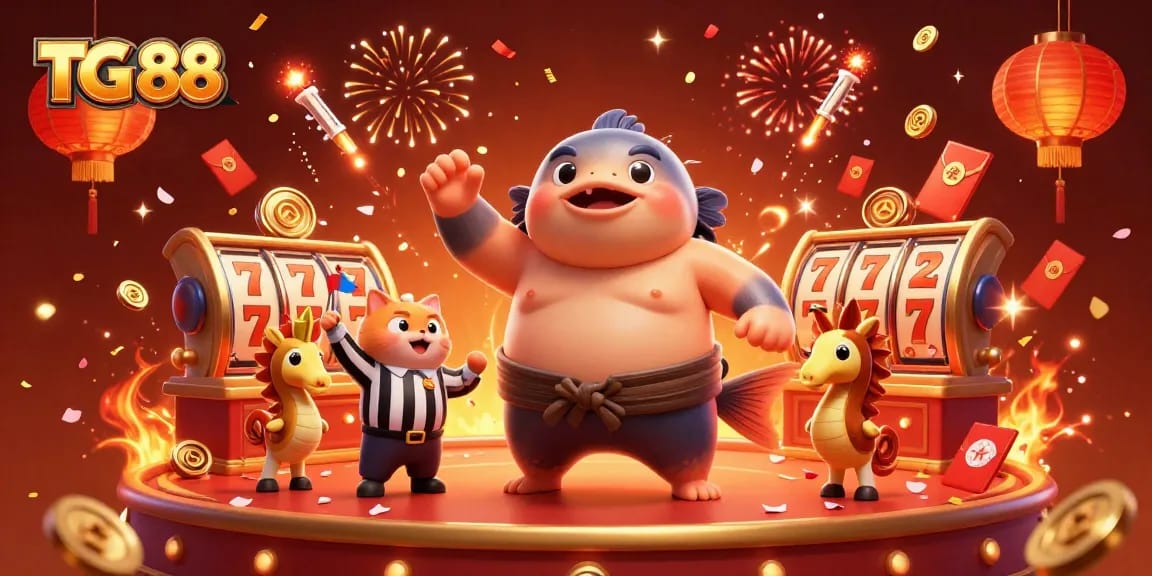 Engage in exciting gambling with TG 88 as a fugu costumed in gaming-themed elements and celebratory visuals.