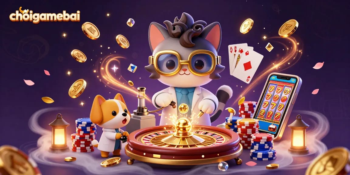 Join the fun at choigamebai with this vibrant 3D illustration showcasing exciting casino elements.