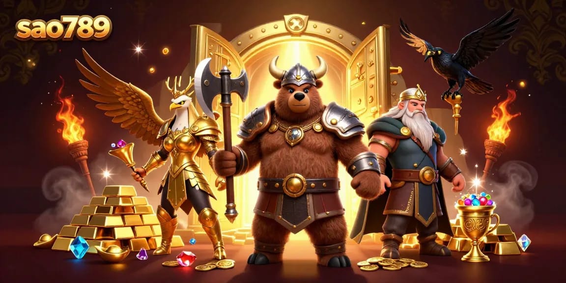 Experience thrilling gameplay at sao789 with colorful treasure, Viking heroes, and casino excitement.