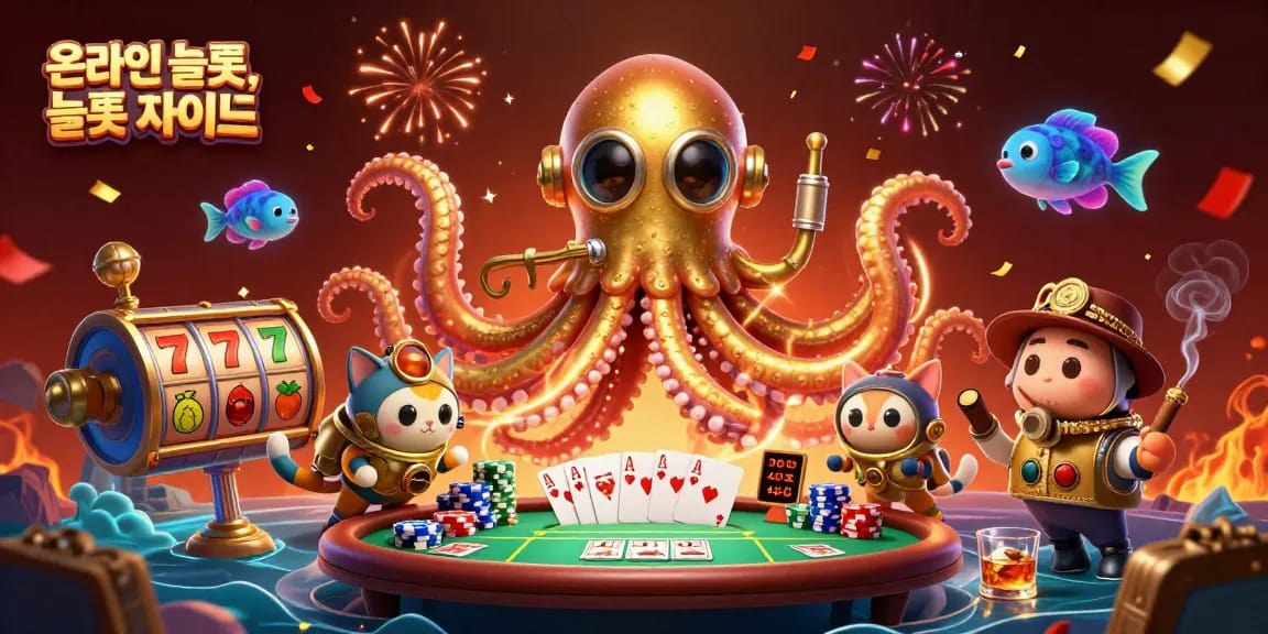 Experience excitement with онлайн 슬롯, 슬롯 사이트 featuring a kraken, diving cat, and vibrant game elements.